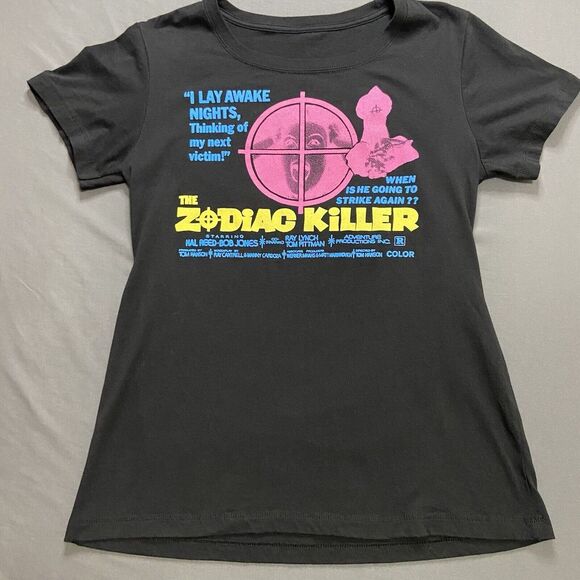 THE ZODIAC KILLER 'Film' T-Shirt‎ Woman's Size Medium No Tag See Measurements - Picture 1 of 8